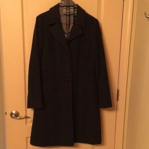 Dark gray wool coat.